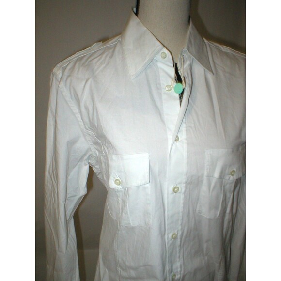 NWT New Womens L Designer PORT 57 White Top Blouse Button Down Dress Italy LS - Picture 2 of 11